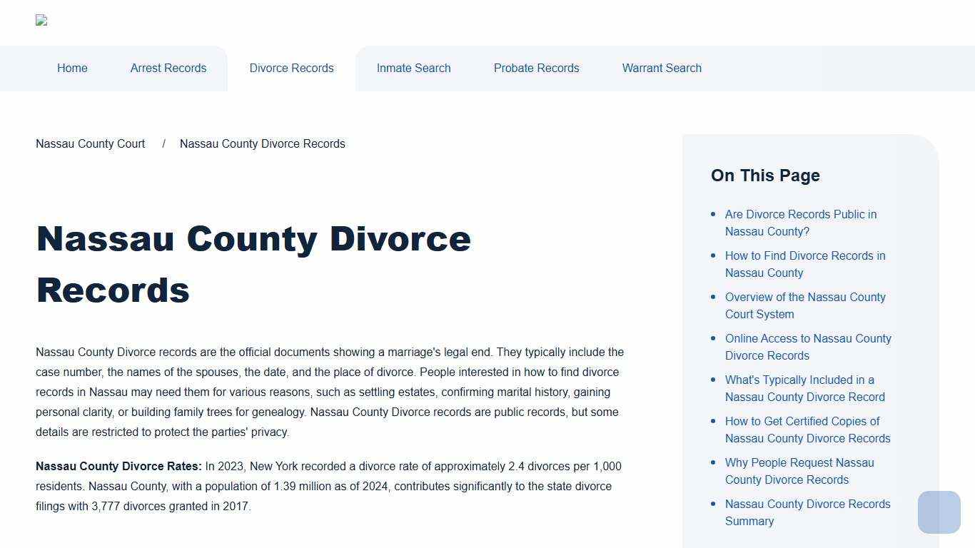 Nassau County Divorce Records Search | Nassau County Court