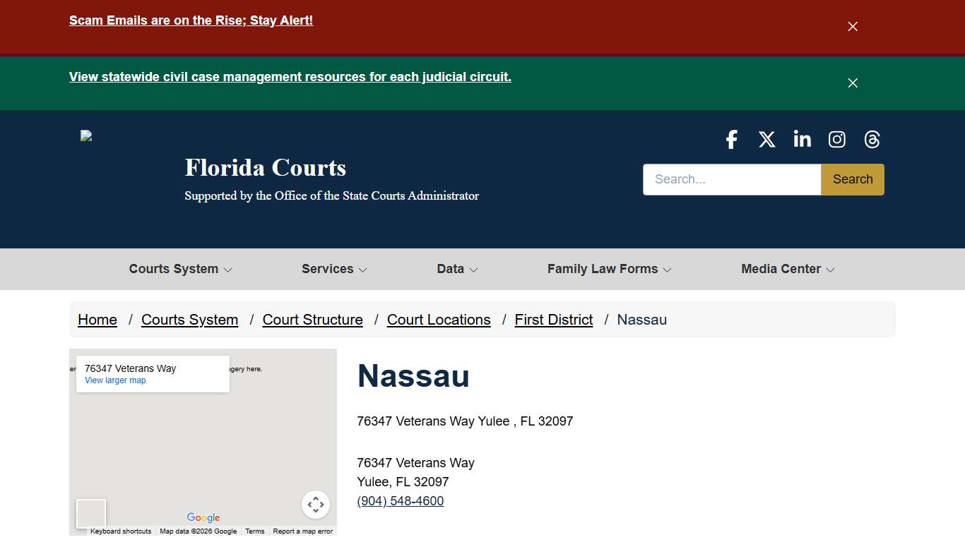 Nassau / First District / Court Locations / Court Structure / Courts System - - Florida Courts